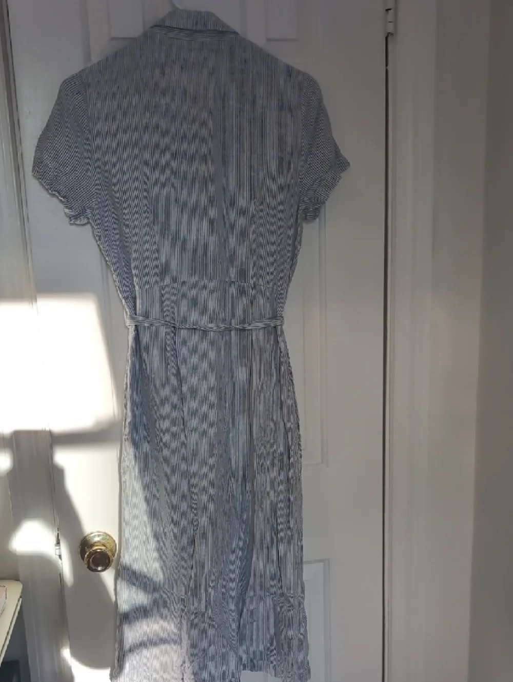 Quince Blue & White Striped Button-Down Midi Dress - Picture 3 of 9